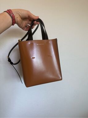 Marni Black Brown Leather Museo Mini Bag